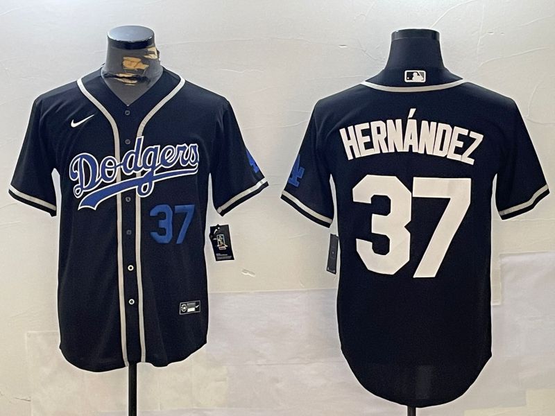 Men Los Angeles Dodgers #37 Hernandez Black Game 2024 Nike MLB Jersey style 112111